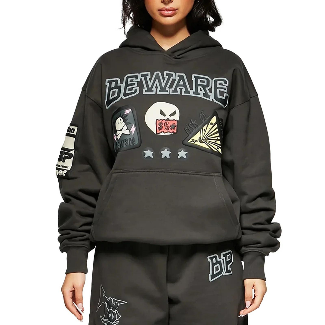 broken planet hoodie 'beware'