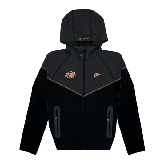 nike x syna world tech fleece jacket - black / rose gold